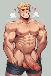 1boy abs ai_generated big big_balls big_cock big_muscles big_pecs big_penis sweat sweaty tagme