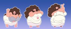 ass_bigger_than_head big_ass big_belly big_breasts breast_growth_(development) cartoon_network cleavage clothing_transformation fat_ass fat_woman gender_transformation hair_growth inks-kinks lip_inflation lipstick long_hair nora_quartz_universe rule_63 steven_quartz_universe steven_universe transformation transformation_sequence weight_gain