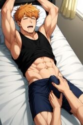 1boy ai_generated blue_lock cum gay ginger ginger_hair hatopo005 kunigami_rensuke male male_focus male_only muscular muscular_male penis solo_male yaoi