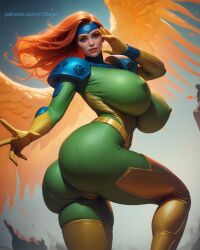 ai_generated big_ass busty c18aiart female jean_grey long_hair marvel marvel_comics phoenix_(x-men) red_hair redhead superheroine tagme x-men