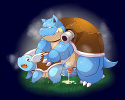 artist_request blastoise blush color cum interspecies male male_only multiple_males nintendo penis pokemon shell side_view size_difference tagme wartortle yaoi