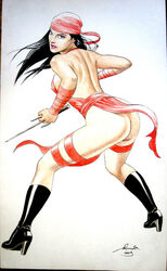 1girls 2009 daredevil_(series) elektra_natchios female female_only marvel mhel_almeda sai_(weapon) solo tagme weapon