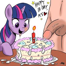 1cake 1cakes 2d animal_ears balls cake cake_abuse cake_abuser casual casual_nudity cum cum_cake cum_flavored_vanilla_cake cum_on_food cumshot drooling equine female feral friendship_is_magic hair horn horse human human_on_feral male megasweet my_little_pony no_penetration orgasm penis pony purple_eyes quadruped saliva sex smooth_skin text twilight_sparkle_(mlp) unicorn