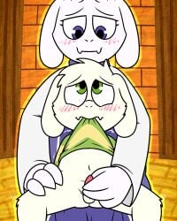 1boy 1girls adult age_difference anthro asriel_dreemurr ass balls blush bottomless cub female furry goat handjob incest male male/female masturbation milf mother_and_son penis pokefound sex toriel undertale undertale_(series) young