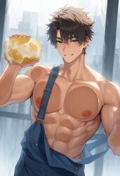 1boy ai_generated ai_golden_map anal black_hair character_request cum male male_focus male_only muscular muscular_male penis solo solo_male