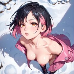 2d ai_generated black_hair breasts e-girl female female female_only girl medium_breasts naked naked_female nipples orange_eyes sexy waifu