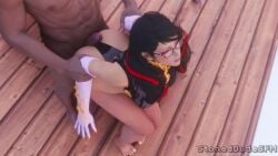 3d alternate_version_available anal animated ass bayonetta bayonetta_(character) bayonetta_3 dark-skinned_male dark_skin female glasses interracial light-skinned_female open_mouth penetration sex sound stoneddude tagme twin_braids twintails video