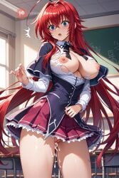 1girls ai_generated artsbuyu bangs blue_eyes blush breasts_out capelet cheating collared_shirt cum cum_drip cum_in_pussy cum_inside hair_between_eyes hi_res high_school_dxd large_breasts long_hair long_sleeves nipples open_mouth pussy red_hair rias_gremory school_uniform schoolgirl sidelocks skirt stable_diffusion surprised surprised_expression torn_clothes torn_clothing uniform upskirt white_shirt