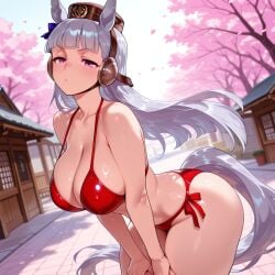 1girls 2d 2d_(artwork) ai_generated anime big_ass big_breasts breasts female female_only fitness gold_ship_(umamusume) horse_girl humanoid illustration long_hair muscular_female myaicrush sexy_body sexy_pose smile solo_female swimsuit swimwear thick_thighs thighs umamusume umamusume_pretty_derby white_hair