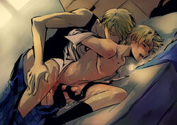 alfred_jones america_(hetalia) anal arms_behind_back arthur_kirkland axis_powers_hetalia blonde_hair blush bondage bound_penis closed_eyes clothed_male_nude_male clothed_on_nude cum cum_in_ass cum_inside cum_on_body cum_on_lower_body cum_on_self cum_while_penetrated dog_tags england_(hetalia) forced_yaoi gym_storeroom male multiple_boys necktie nipples open_clothes pants_down penis rape saliva school school_uniform sex socks student testicles tied_penis undressing yaoi