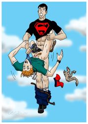 2boys abs anal anal_penetration anal_sex black_hair boots bottomless boxer_briefs camera camera_strap clenched_teeth closed_eyes conner_kent dc dc_comics erection flying_sex gay ginger_hair green_eyes in_the_air jimmy_olsen kon-el legs_held_open male male/male male_only malesub mouth_open multiple_boys multiple_males orgasm_face pants_around_ankles pants_down pants_removed pleasure_face press_pass puberty pubic_hair shirt_up sneakers superboy superboy_(conner_kent) superman_(series) suspended_congress underwear_down underwear_removed wristwatch yaoi younger_dom_older_sub younger_penetrating_older