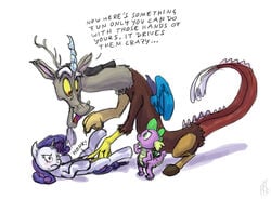 carnifex chimera discord_(mlp) draconequus dragon equine female friendship_is_magic male my_little_pony rarity_(mlp) smooth_skin spike_(mlp) unicorn