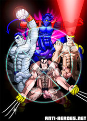 4boys abs anti-heroes.net artist_request balls ballsack bara beard_stubble black_hair blue_hair blue_skin body_hair boots claws clenched_fist clenched_teeth colossus cyclops_(x-men) demon_tail erect_nipples erection eyewear facial_hair foreskin gloves hairy_balls hairy_male human humanoid humanoid_penis intact james_howlett kurt_wagner male male_nipples male_only male_pubic_hair manly marvel masculine mature_male metal_skin muscular muscular_male mutant naked_footwear nightcrawler no_pupils nude partially_retracted_foreskin pecs penis penis_size_difference piotr_rasputin precum retractable_claws retracted_foreskin scott_summers scrotum semi-erect serratus_anterior sideburns spread_legs tail testicles uncensored uncut unretracted_foreskin white_eyes wolverine_(x-men) x-men yaoi yellow_sclera