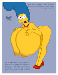 ass bent_over blue_hair breasts color darth_ross female female_only hair high_heels human marge_simpson nipples nude solo tagme the_simpsons