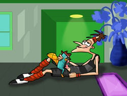 beastiality blue_fur brown_hair dr_heinz_doofenshmirtz erection eyes_rolling_back gay half-closed_eyes hand_on_neck hat holding_penis human imminent_fellatio interspecies leg_warmers lying_on_back male male_only mammal monotreme multiple_males pants_down perry_the_platypus phineas_and_ferb platypus pleasure_face sneakers straddling_leg sweatband tagme tripperfunster yaoi zoophilia