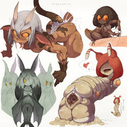 antennae anthro artist_request athletic_female bat blush brown_hair doggy_style fangs final_fantasy final_fantasy_xi fur futanari grey_hair heart horns human human_penetrating insect insect_girl intersex light-skinned_male monster_girl mosquito pussy pussy_juice sex smaller_female smile spoken_heart tail tongue wings worms yellow_eyes