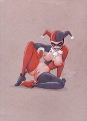 1girls batman:_the_animated_series batman_(series) big_breasts bivouac bottomless bottomless_female breasts dc_comics dcau female female_only harley_quinn harley_quinn_(classic) human nipples no_panties no_pants pussy solo