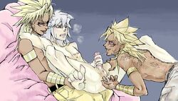 2d anal_penetration group multiple_boys tagme threesome yami_bakura yami_marik yaoi yu-gi-oh!