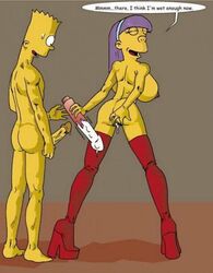 bart_simpson dildo female high_heel_boots high_heels human male platform_heels sherri_mackleberry straight terri_mackleberry the_fear the_simpsons