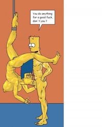 bart_simpson bondage breasts color fellatio female from_side human incest male marge_simpson nipples nude oral penis sex standing straight suspension the_fear the_simpsons