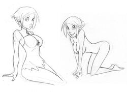 disgaea magic_knight_(disgaea) monochrome nipples rough_sketch zet-m zet13