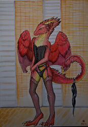 akulatraxas crossdressing damoni dragon feathers paws penis stockings wings