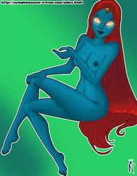 1girls blue_skin female female_only long_hair marvel mystique naked nude nymphomancer red_hair solo tagme x-men yellow_eyes