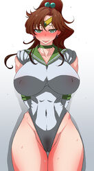 bishoujo_senshi_sailor_moon blush breasts cameltoe clothing erect_nipples erect_nipples_under_clothes highres kunifuto large_breasts makoto_kino pubic_hair sailor_jupiter smile