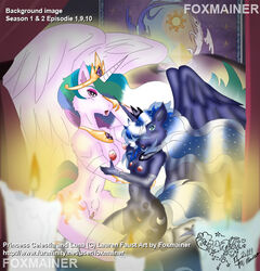 alicorn anthro big_breasts breasts crown equine female foxmainer friendship_is_magic horn horse my_little_pony nipples nude pony princess_celestia_(mlp) princess_luna_(mlp) pussy smooth_skin wings yuri