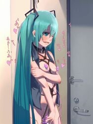 1girls aqua_eyes aqua_hair bondage breasts collar crotch_rope door erect_nipples female femsub fucked_silly hatsune_miku hishinawa_shibari long_hair matanawa nipple_vibrator nipples nude saliva slave solo sweat tied_hair twintails uncensored vibrator vocaloid wince