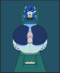 ass ass_focus blue_dress blue_hair breasts cum cum_in_ass cum_in_pussy cum_overflow dragon_ball dragon_ball_super dress drone huge_ass ibex-cg kakunsa kakunsa_(dragon_ball) large_breasts mind_break mind_control non-web_source snatchstation_(ibex)