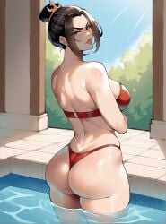 1girls ai_generated ass avatar_legends avatar_the_last_airbender azula big_ass bikini black_hair female fire_nation kelly_ai looking_at_viewer looking_back red_bikini stable_diffusion thiccwithaq_(ai_style)