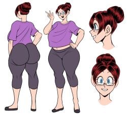 1girls art_reference ass big_ass blue_eyes clara_(detnox) clothed detnox female glasses hair_up red_hair reference_image tagme thick_thighs tight_clothing