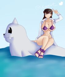 1girls big_breasts bra breasts daisy_(pokemon) female female_only full_comfort pokemon pokemon_(species) tagme water