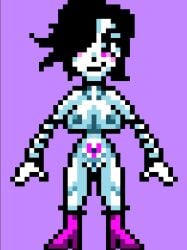 big_breasts blush mettaton mettaton_ex naked_female naked_with_shoes_on nsfwfromd pixel_art robot robot_girl rule_63 solo solo_female solo_focus undertale