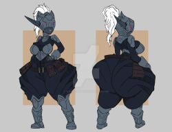 1girls ariana_(thephantomrico) ass_bigger_than_head ass_bigger_than_torso battlesuit big_breasts dark_elf dark_elf_female drow enormous_ass hyper hyper_ass old_woman shortstack source tagme thephantomrico thick_thighs