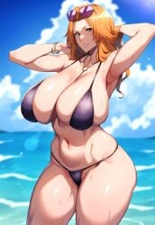 1girls ai_due ai_generated arm_behind_head beach big_breasts bikini bikini_bottom bikini_top bleach bracelet breasts breasts breasts breasts_bigger_than_head eyewear eyewear_on_head female female_only gigantic_breasts hanging_breasts hourglass_figure huge_breasts jewelry large_breasts long_hair looking_at_viewer massive_breasts matsumoto_rangiku micro_bikini midriff nai_diffusion necklace oppai outdoors plump purple_bikini revealing_swimsuit sagging_breasts seaside skimpy skimpy_bikini solo solo_focus stable_diffusion sunglasses sunglasses_on_head swimsuit thick_thighs thighs top_heavy top_heavy_breasts very_long_hair voluptuous voluptuous_female wavy_hair wet wet_skin wide_hips