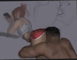 2boys ass booty_shorts butt_sniffing dark-skinned_male facesitting fatteacoffee femboy gay male photorealism photorealistic sniffing sniffing_ass yaoi