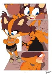 absurd_res anthro badger claydust clothing comic deepthroat face_fucking fellatio female furry_female gangbang group group_sex hi_res human human_on_anthro interspecies male male/female mammal mustelid musteline oral page_4 page_number sega sex short_stack size_difference smaller_female sonic_(series) sonic_boom sonic_the_hedgehog_(series) sticks_the_badger sticks_the_jungle_badger torn_clothing