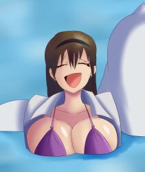 1girls big_breasts bra breasts daisy_(pokemon) female female_only full_comfort pokemon tagme water