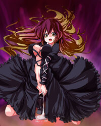 1girls breasts cum cumdrip dress female gradient_hair hijiri_byakuren long_hair multicolored_hair ninopal no_bra no_panties open_dress solo touhou yellow_eyes