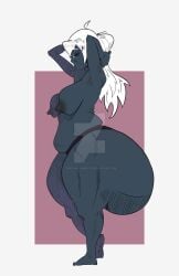 1girls ariana_(thephantomrico) ass_bigger_than_head ass_bigger_than_torso big_breasts dark_elf dark_elf_female enormous_ass gilf grandmother hair_bun hyper hyper_ass shortstack tagme thephantomrico tying_hair white_hair