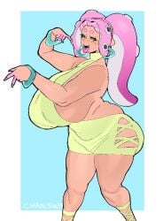 1girls big_thighs breasts chanxswan gigantic_breasts octoling splatoon thighs