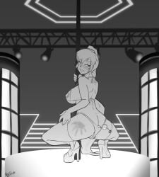 1girls buttplug hand_print heels high_heels nayaase_beleguii platform_heels rwby slap_mark stage stage_lights stripper_pole tagme weiss_schnee