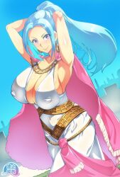 before_and_after big_breasts female female_only hands_behind_head hatoba_akane highres nefertari_vivi one_piece voluptuous