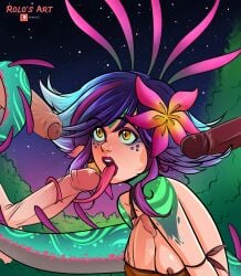 blowbang league_of_legends multiple_penises neeko oral paizuri penis riot_games rolo's_art tagme tonguejob