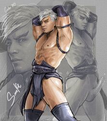 asian asian_male boner carlos_gzz east_asian east_asian_male erect_penis erection hard_on male male_only mortal_kombat muscles muscular muscular_male shirtless_male smoke_(mortal_kombat) tomas_vrbada