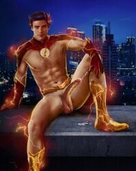 1boy actor arrowverse barry_allen boner carlos_gzz caucasian caucasian_male celebrity cumming dc erect_penis erection grant_gustin handsfree_ejaculation hard_on in_character male male_only muscles muscular muscular_male power_display solo solo_male speedster superhero the_flash the_flash_(cw) the_flash_(series) veiny_penis