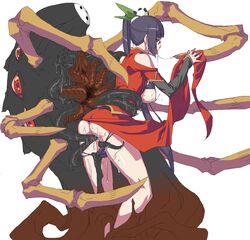 ambiguous_penetration arakune ass back black_hair blazblue breasts china_dress chinadress chinese_clothes consensual_tentacles dress ears glasses hair hair_ornament litchi_faye_ling long_dress long_hair mask monster nipples oekaki open_mouth ponytail saliva sex straight_hair tentacle tentacle_on_female tentacles_under_clothes tied_hair unpokotan very_long_hair