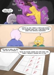 1boy 3girls alphys anthro bbw big_belly big_breasts big_nipples breasts comic comic_page cum cum_in_pussy deltarune english_text female female_on_human furry human human_on_anthro kris_(deltarune) kris_dreemurr larger_female lizard_girl male male/female milf panting penis plump purple_hair purple_skin pussy susie_(deltarune) sweating thenewpassion thick_thighs toriel undertale undertale_(series) vaginal_penetration